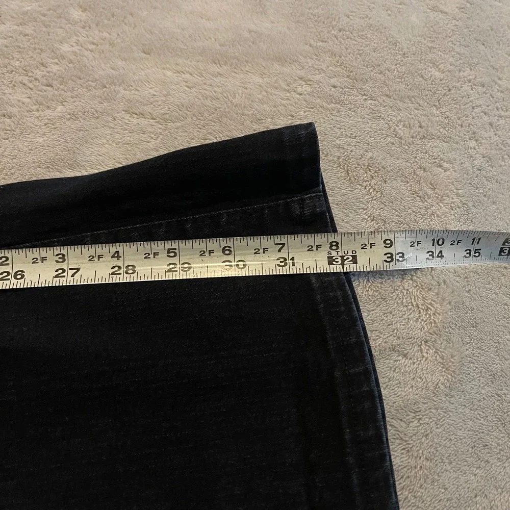 NYDJ Tummy Tuck Jeans Womens 10 Black Wide Leg Flare High Rise Denim 31x32